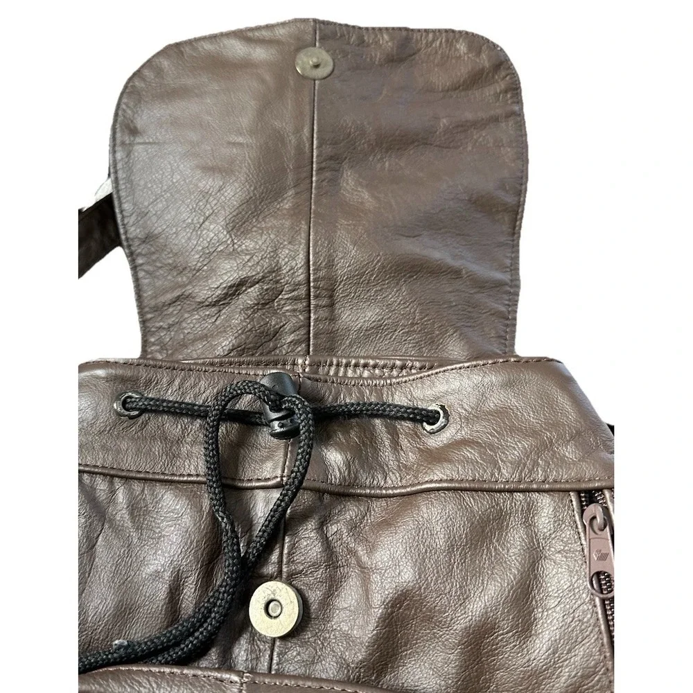 Genuine Brown Leather Backpack Mexico Handmade Sling or Double‎ Strap Unisex